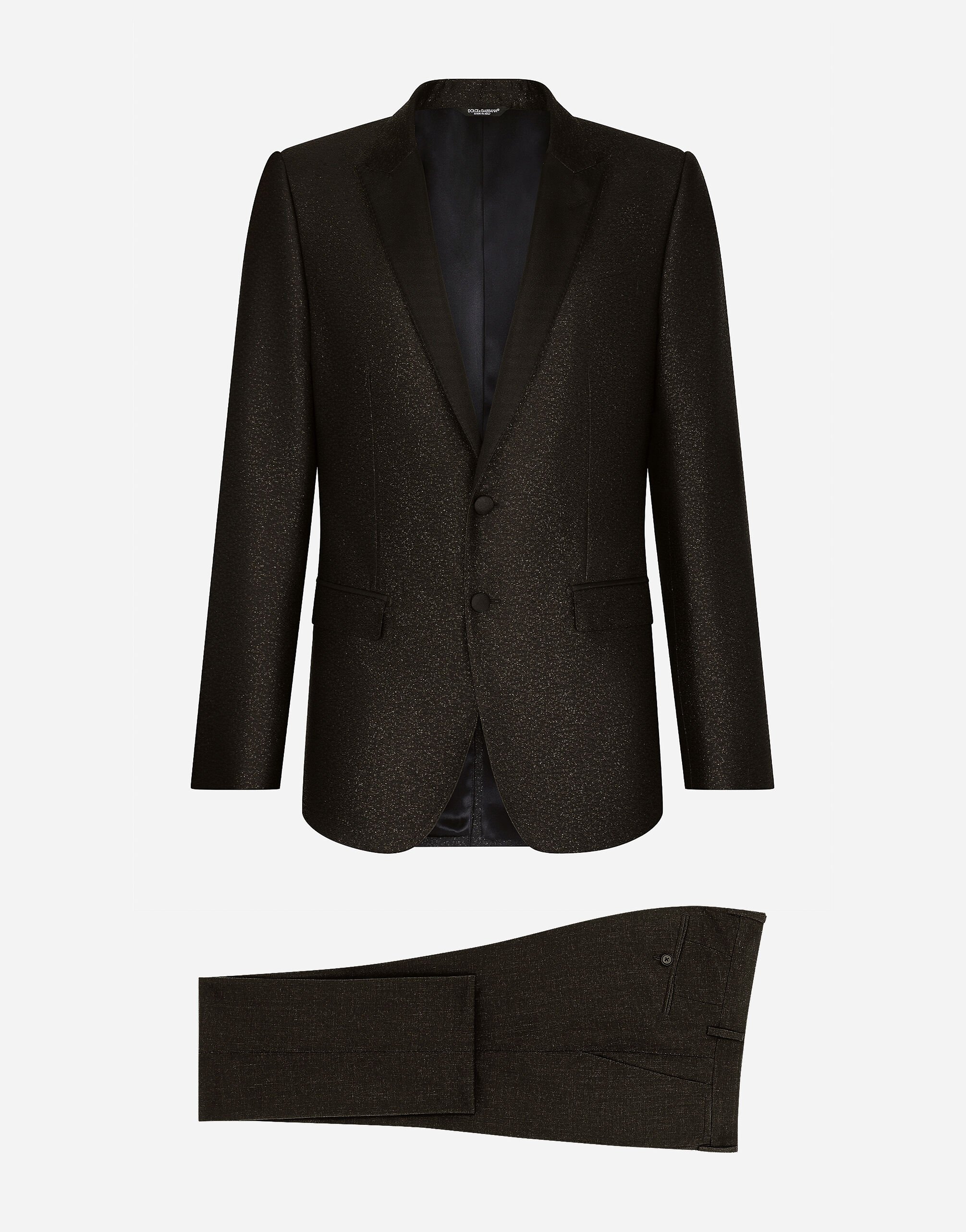 Dolce & Gabbana Lamé silk jacquard martini-fit tuxedo suit Black G2RR4TFLSIM