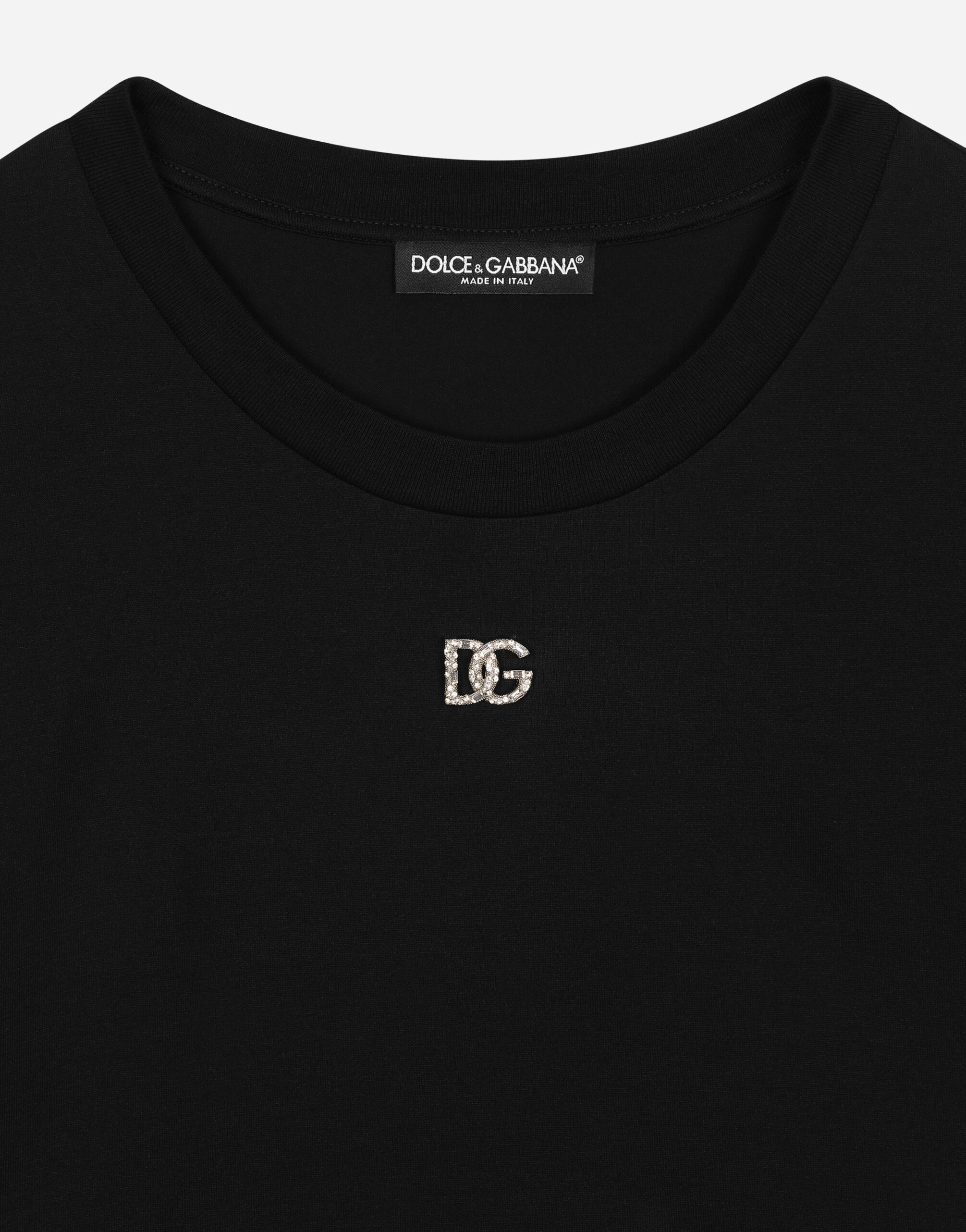 Jersey T-shirt with crystal DG embellishment in Black for 
