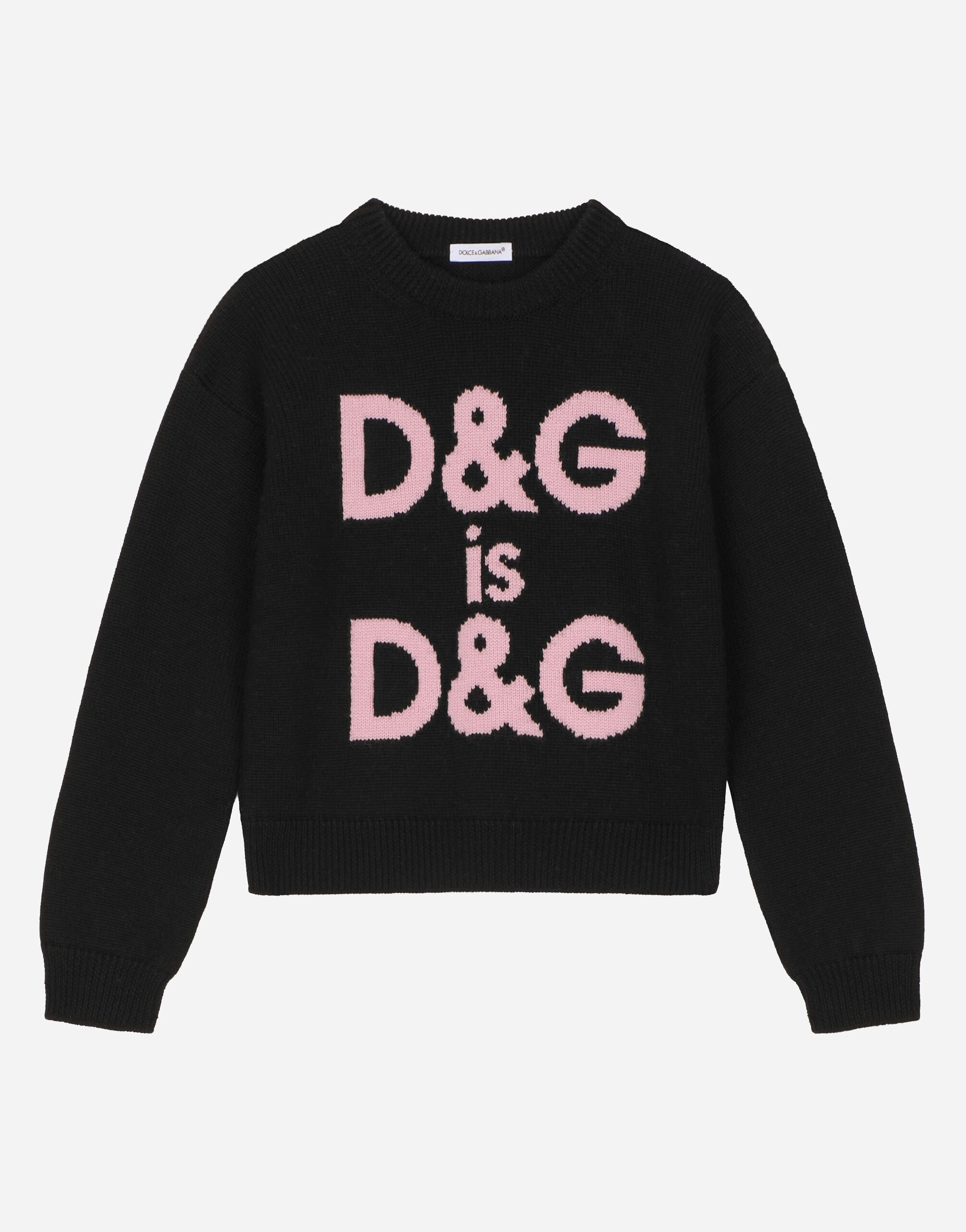 Dolce&Gabbana Round-neck sweater with DG logo inlay Bordeaux L5KWH6JCVG9