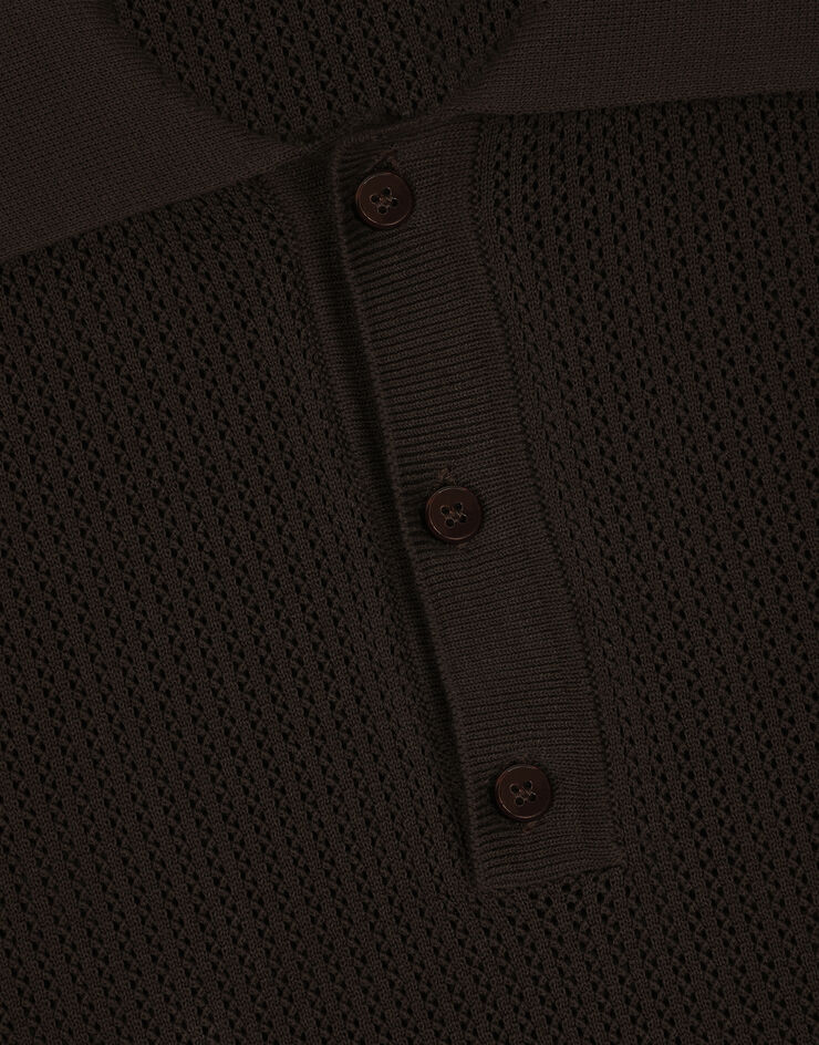Dolce&Gabbana Cotton polo shirt with logo label Marrón GXP68TJBCAB
