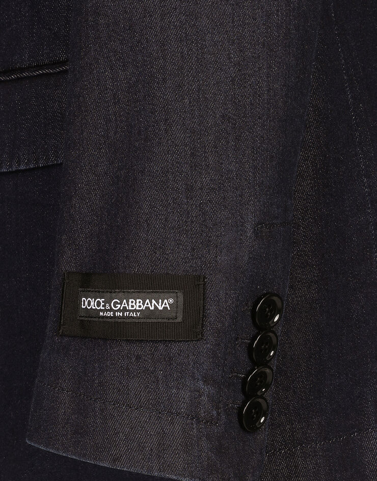 Dolce & Gabbana Chaqueta Taormina de botonadura doble en denim de algodón y seda Multicolor F2941DG8LW8