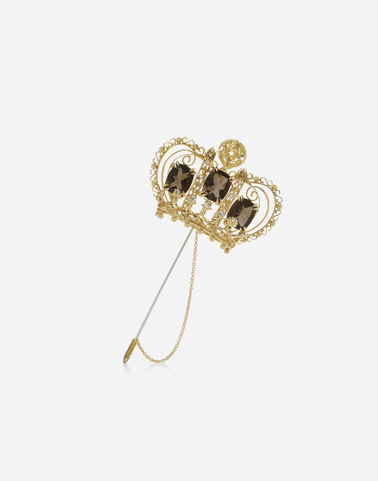 Dolce & Gabbana Broche couronne avec quartz et diamants Doré WRLK1GWJAS1