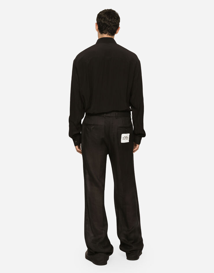 Sartoriale Hose mit geradem Bein in Dolce&Gabbana® für | Leinen Herren Schwarz aus