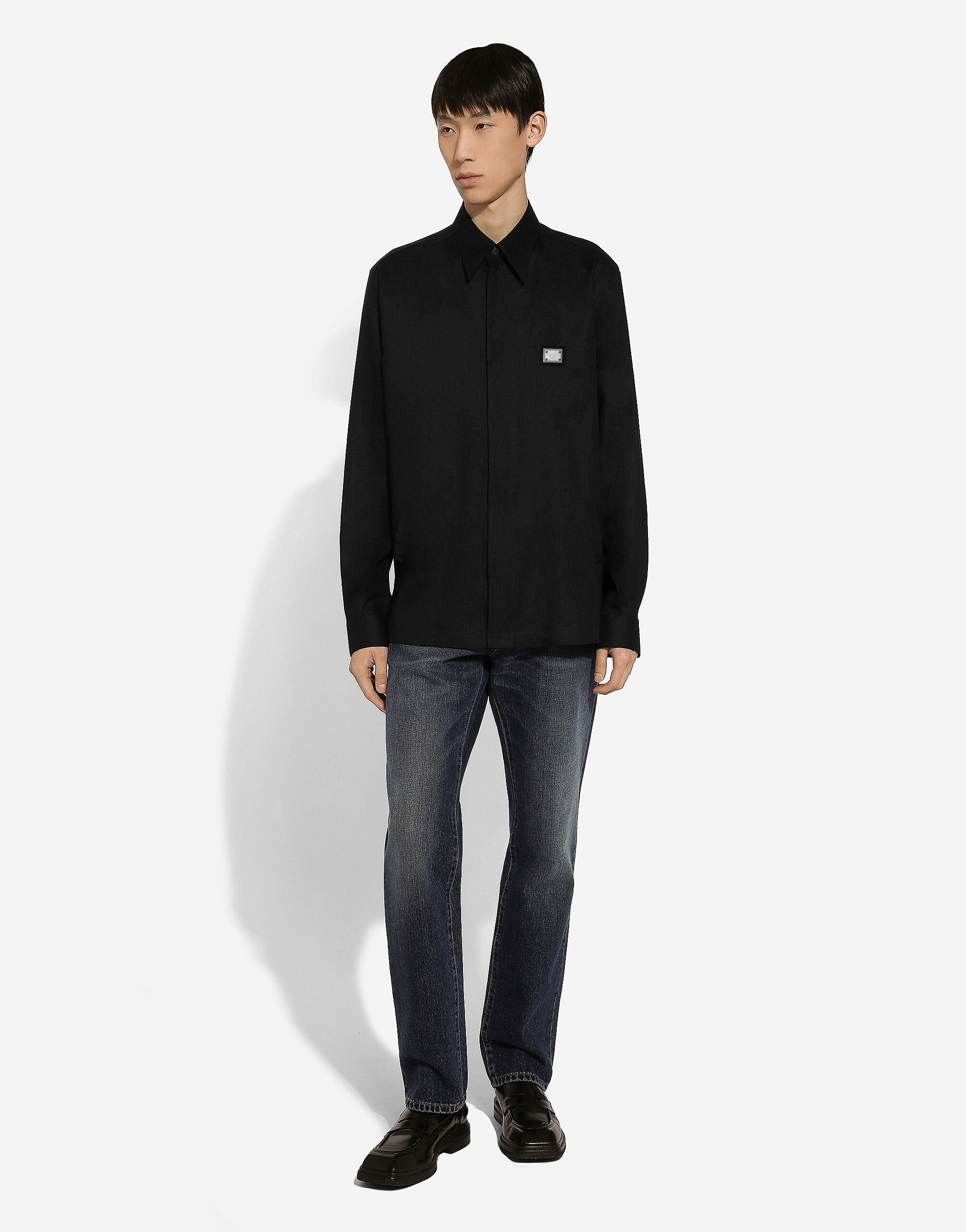 ブラックのメンズ Technical fabric shirt with tag | Dolce&Gabbana®