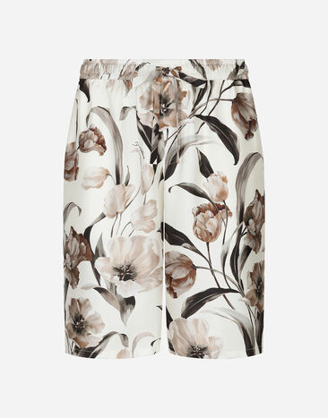 Dolce & Gabbana Floral-print silk jogging shorts Multicolor G5LY0DG8LA5