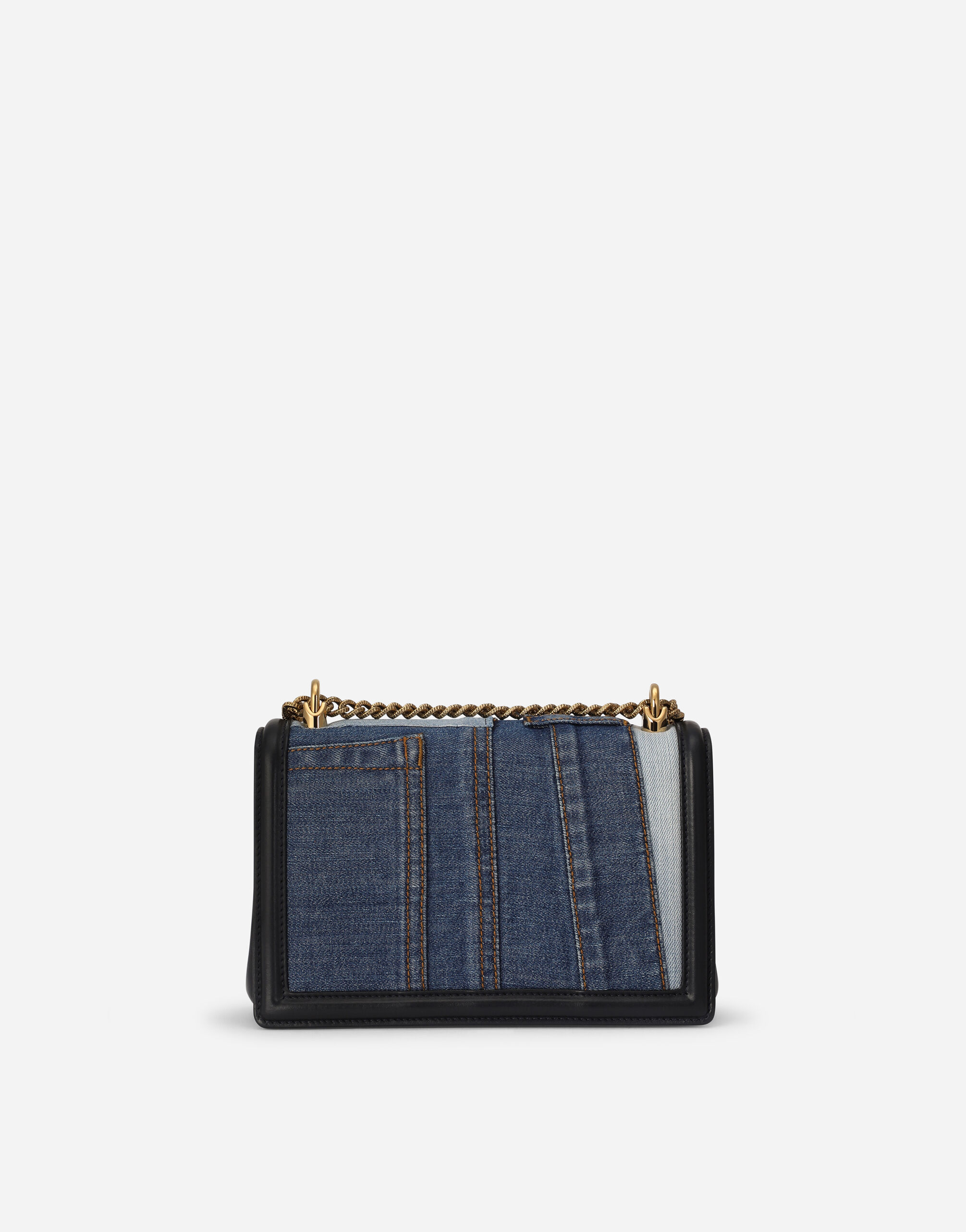 Medium Devotion bag in patchwork denim and plain calfskin in DENIM 