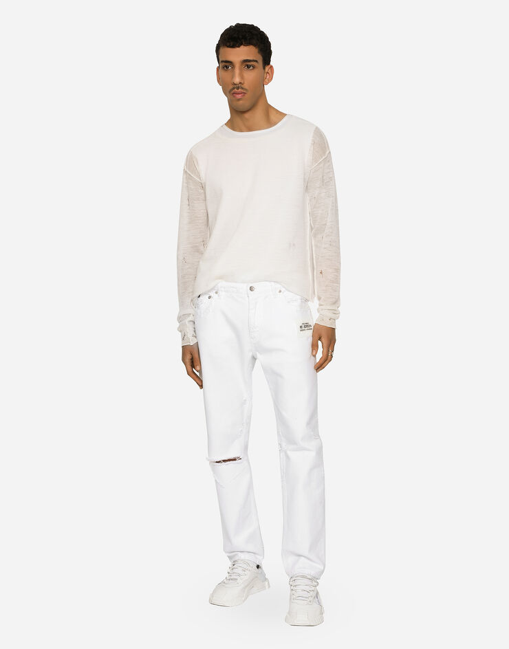 Dolce&Gabbana Jeans loose bianco con e rotture e abrasioni Multicolore GYJDADG8JA0