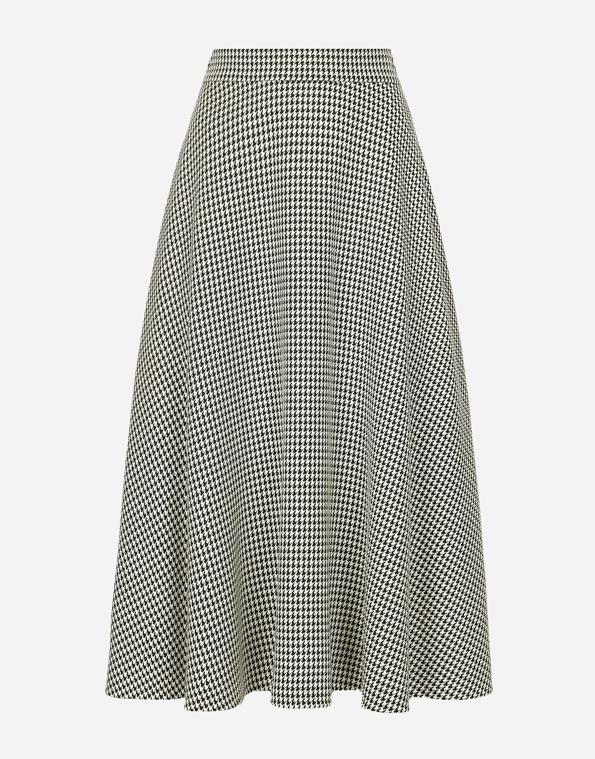 ${brand} Calf-length wool houndstooth circle skirt ${colorDescription} ${masterID}