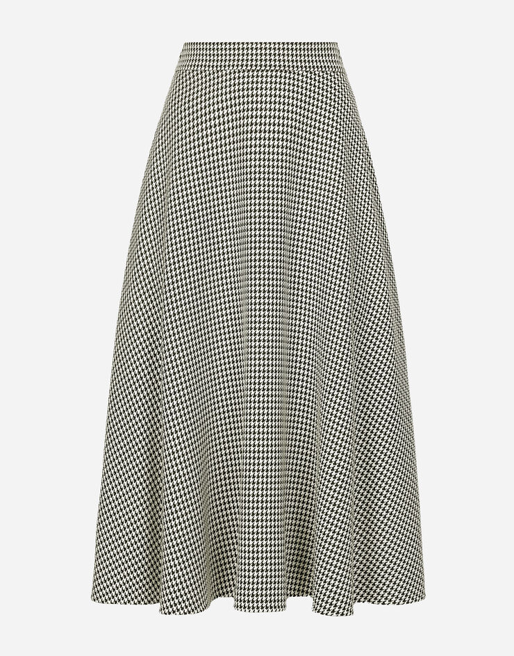 Dolce & Gabbana Calf-length wool houndstooth circle skirt Multicolor F4CWUTFQ3F1