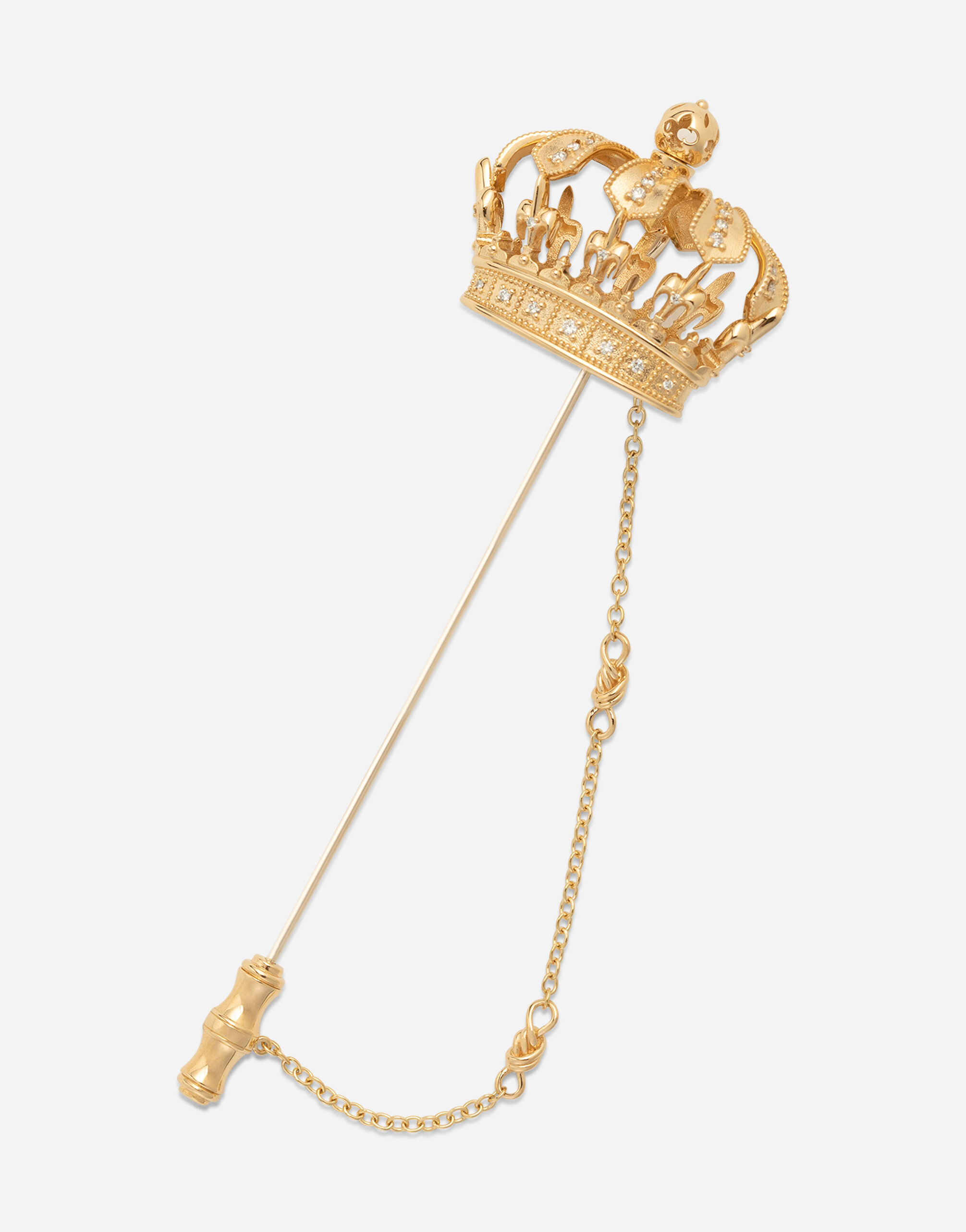 Dolce & Gabbana Булавка в форме короны из желтого и белого золота из филиграни и бриллиантов ЗОЛОТОЙ WALK5GWYE01