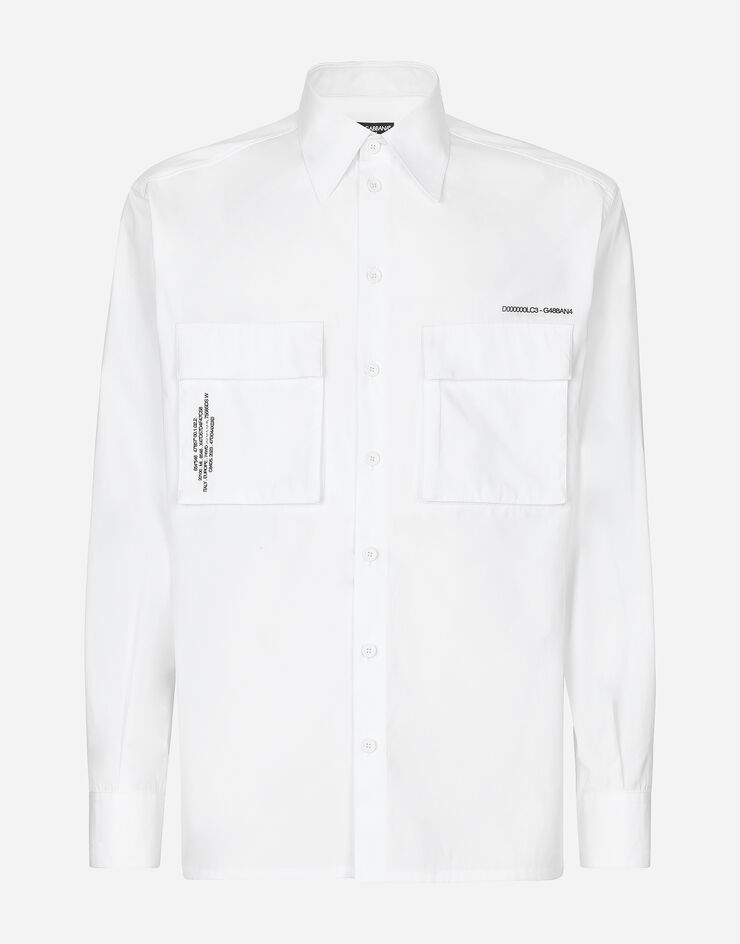 Dolce&Gabbana Camisa en popelina de algodón con estampado del logotipo Blanco G5LG5TFU5EW