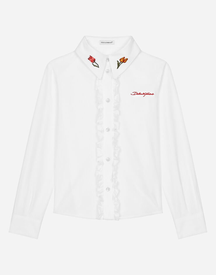 Dolce & Gabbana Poplin shirt with tulip detail and Dolce&Gabbana logo White L56S14FU5WJ