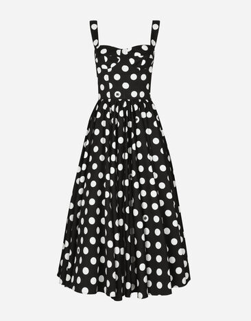 Dolce & Gabbana Cotton calf-length corset dress with polka-dot print Print GZ031AGI897
