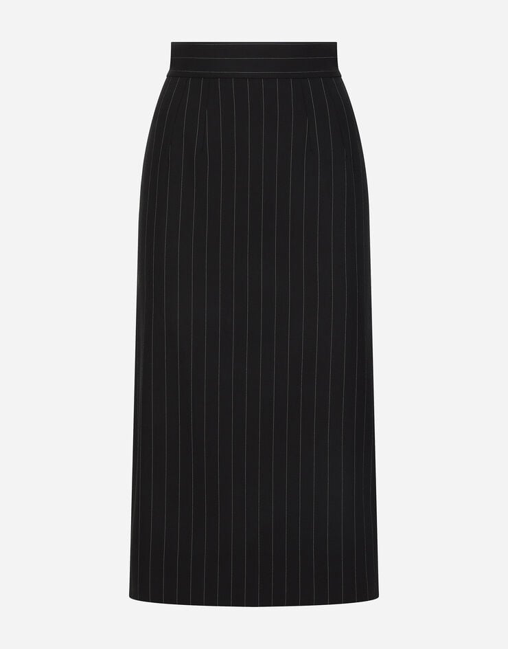 Dolce & Gabbana Pinstripe wool calf-length skirt Multicolor F4CS8TFRBDK