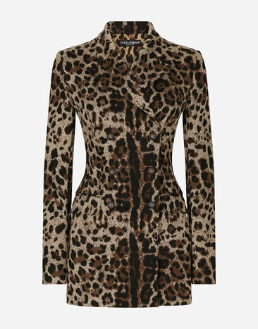 Dolce&Gabbana Двубортный пиджак Turlington из шерсти с жаккардовым леопардовым узором леопардовым принтом F9R11THSMW8