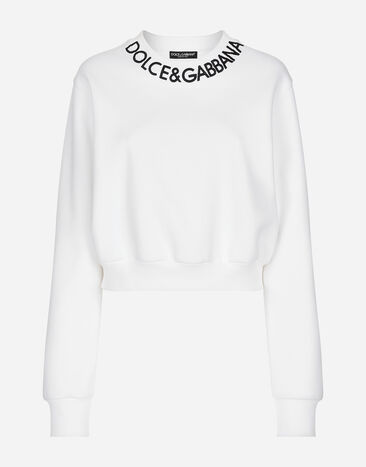 Dolce & Gabbana Felpa corta in jersey con logo ricamato sul collo Stampa F8U74TII7EP