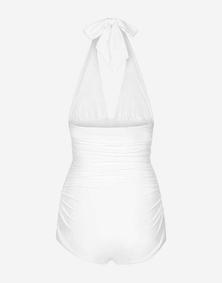 Dolce & Gabbana One-piece swimsuit with plunging neckline White O9A06JONO12