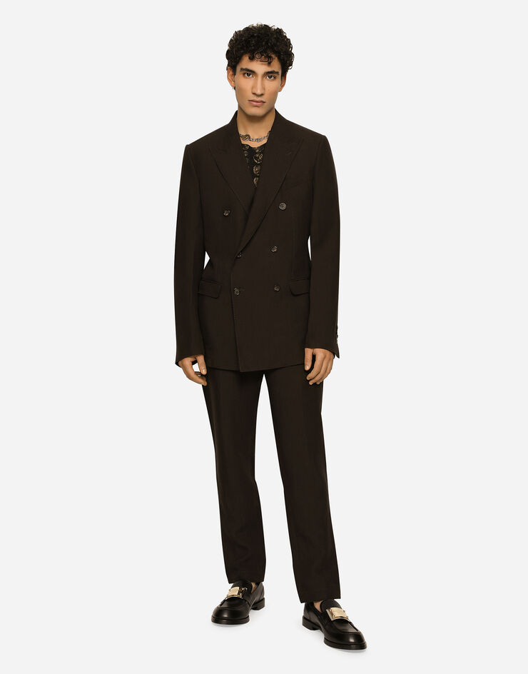 Dolce&Gabbana Двубортный льняной пиджак Taormina коричневый G2NW1TFU4C2