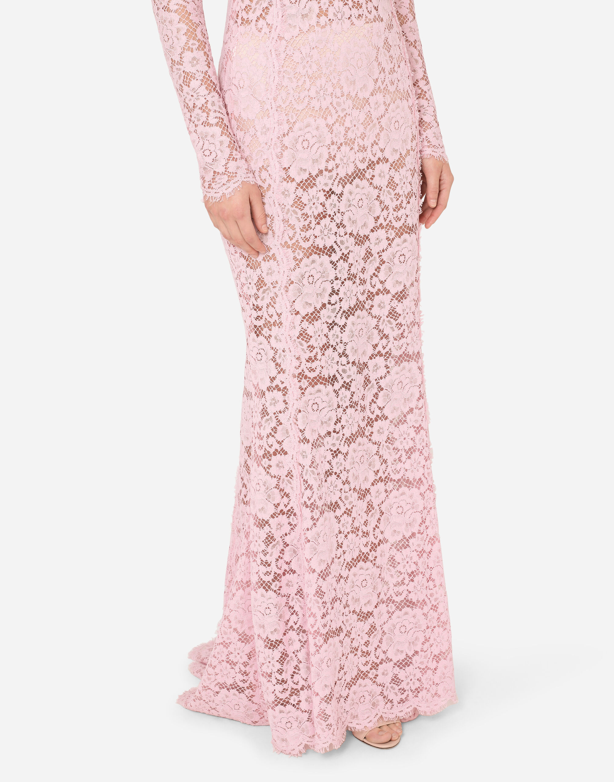 Dolce gabbana pink lace clearance dress