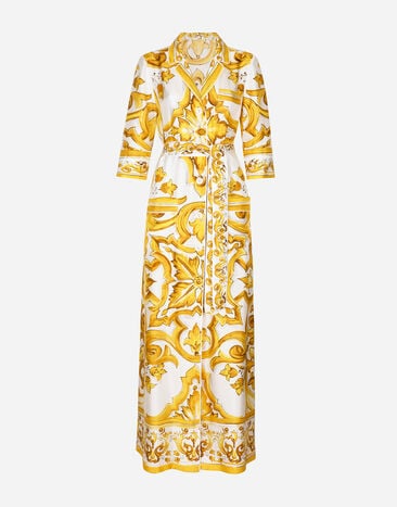 Dolce & Gabbana Robe de chambre en sergé de soie à imprimé majoliques Imprimé F0AH2THI1BD