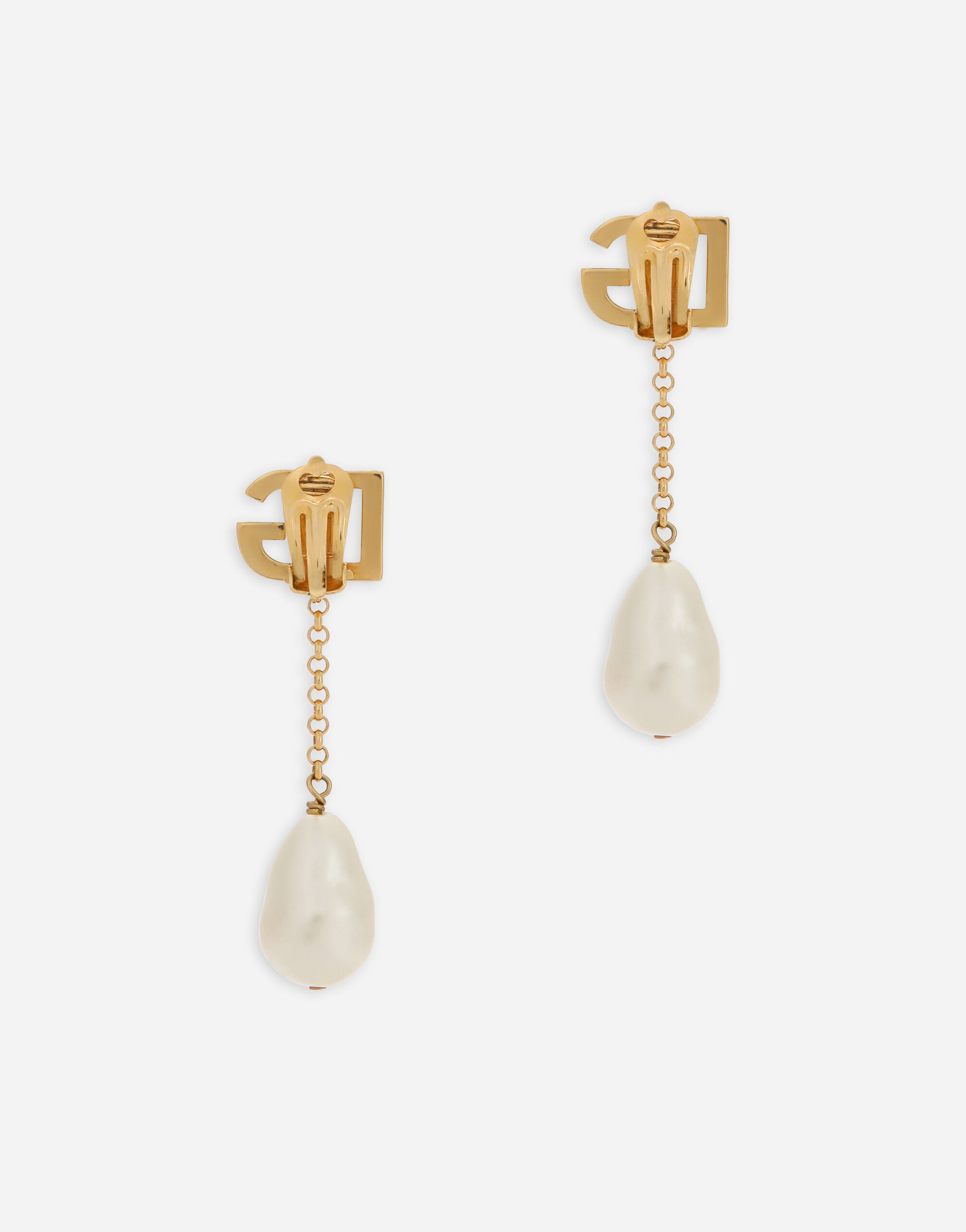 Drop earrings with pearls and DG logo