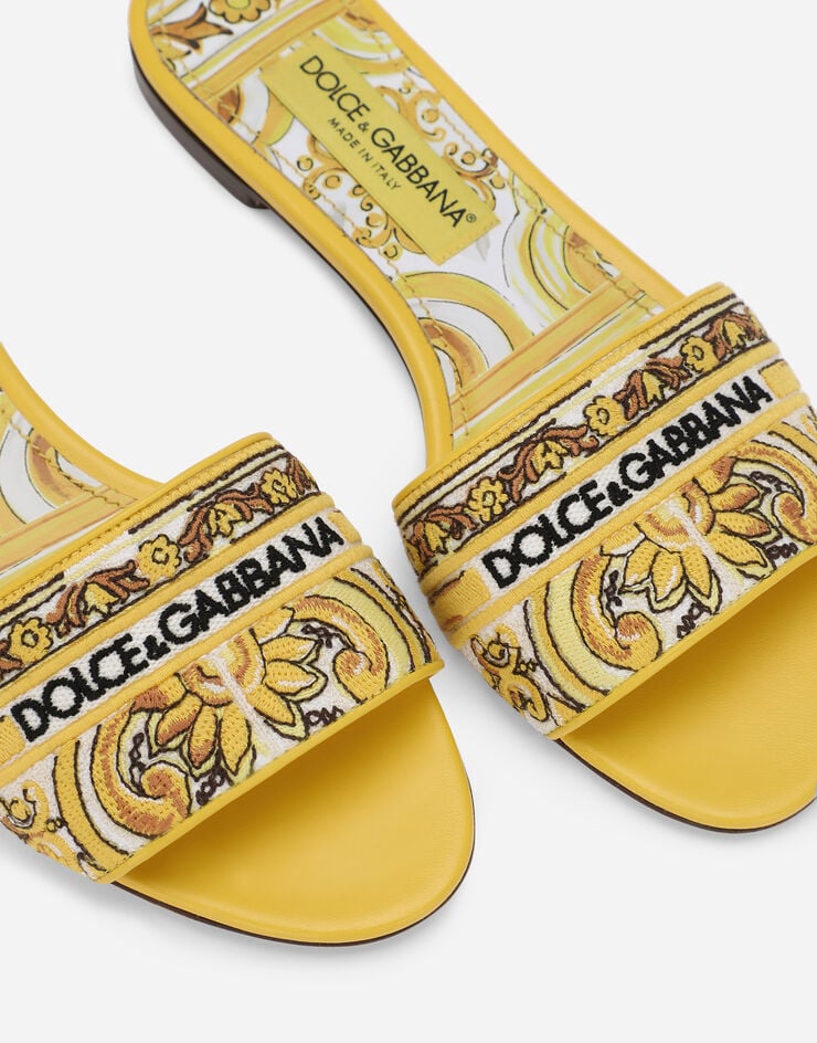 Dolce & Gabbana 마욜리카 패턴 자수 슬라이더 샌들 인쇄 CQ0571AV804
