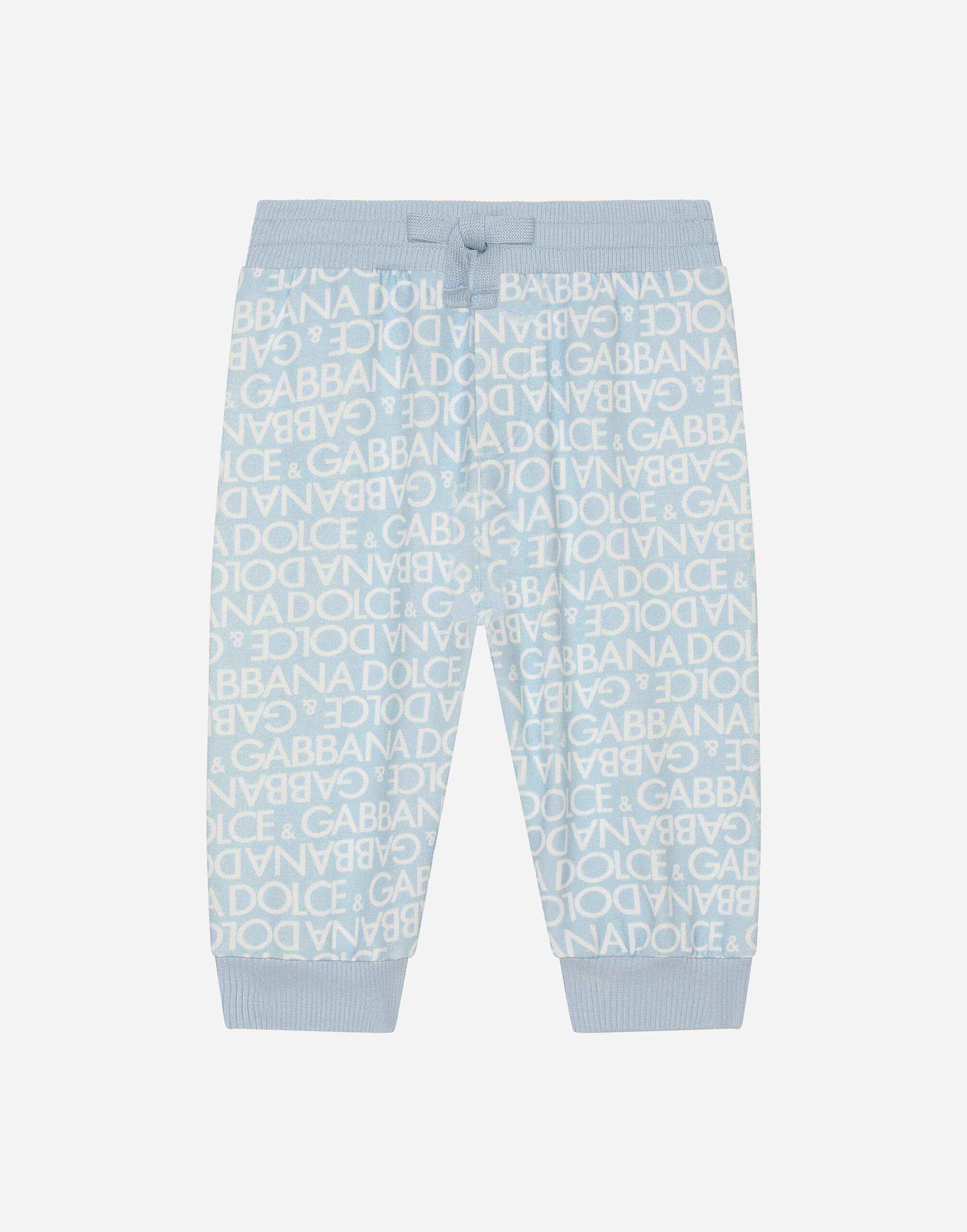 Jersey jogging pants with all-over logo print