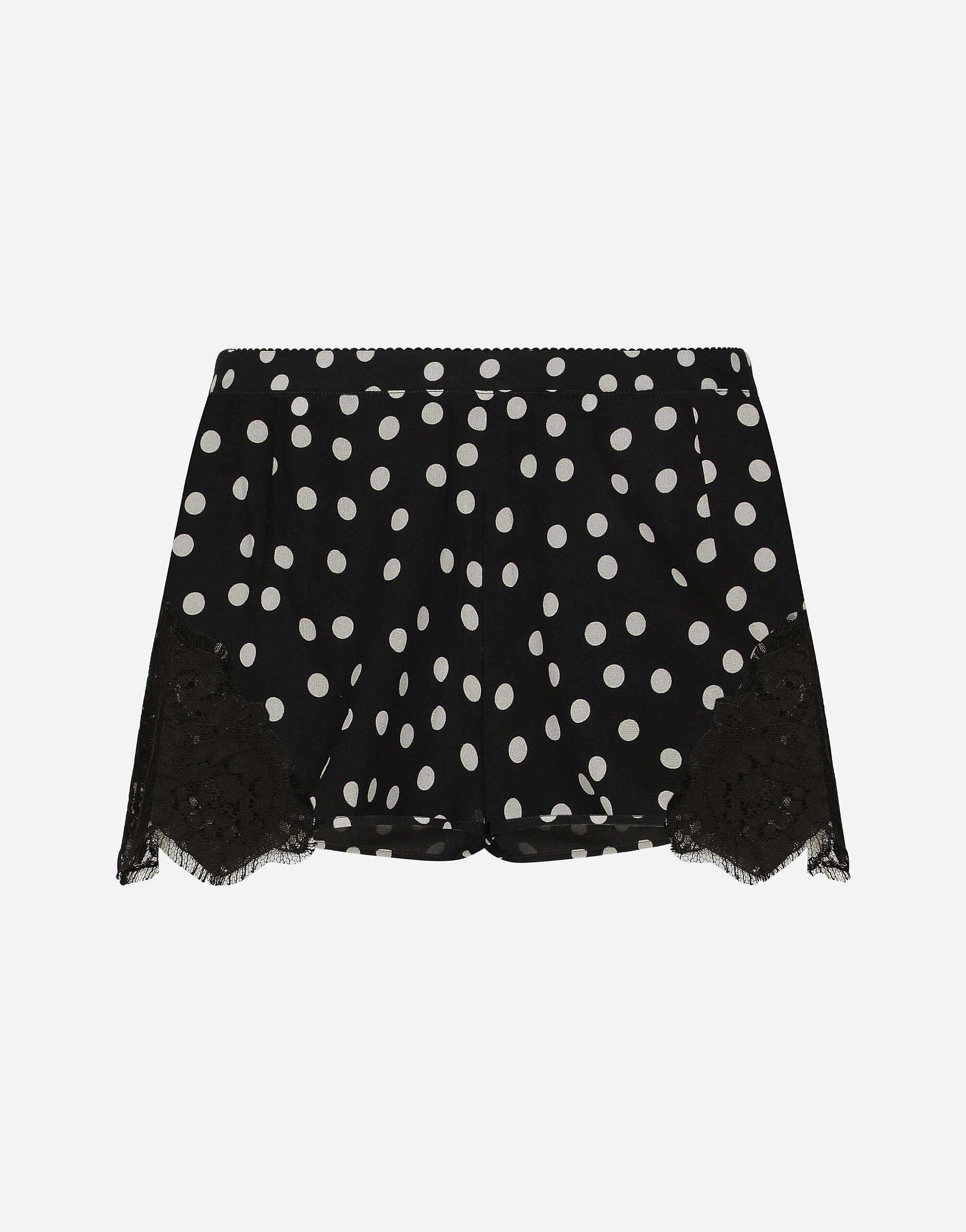Dolce & Gabbana Polka-dot silk lingerie shorts with lace detailing White O1F45TONP15