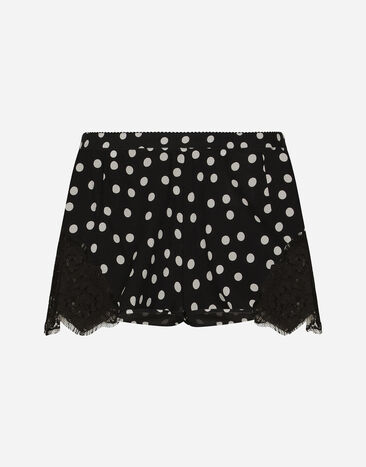 ${brand} Shorts lingerie in seta stampa pois con pizzo ${colorDescription} ${masterID}