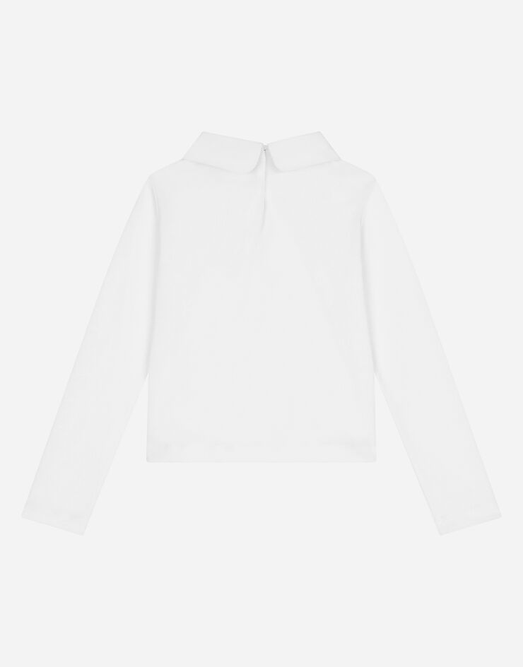 Dolce&Gabbana T-shirt in jersey con ricamo logo White L5JTKZG7JR4