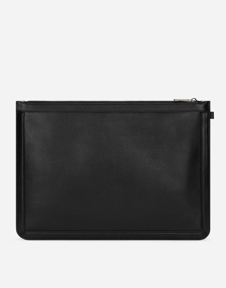 Dolce & Gabbana Große Pouch Bag aus Kalbsleder Schwarz BM2328AV956