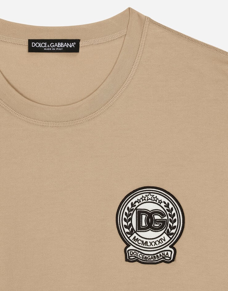 Dolce & Gabbana DG 徽标刺绣棉质 T 恤 米色 G8PN9ZG7NYE