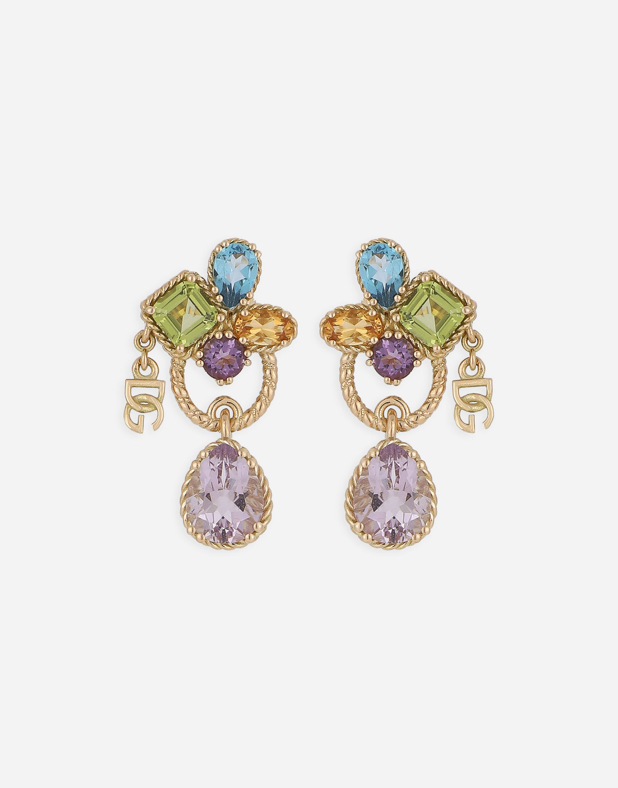 ${brand} 18kt yellow gold pierced earrings withmulticolors gemstones ${colorDescription} ${masterID}