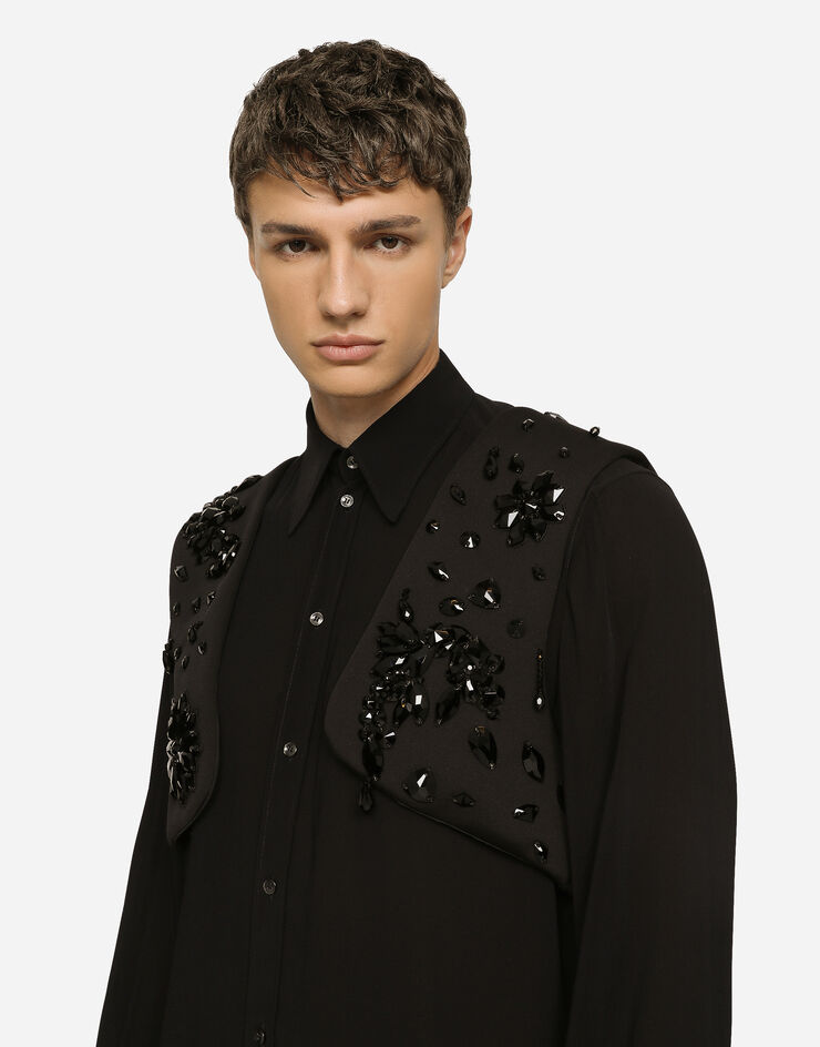 Dolce&Gabbana Technical fabric harness vest with stones 黑 G710EZHUMD6