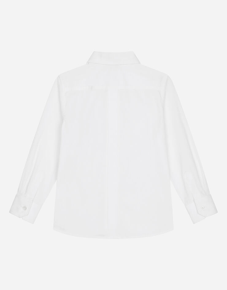 DolceGabbanaSpa قميص بوبلين مرن ببطاقة بشعار أبيض L43S75FUEAJ