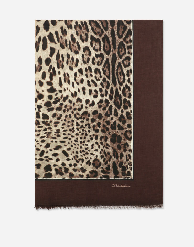Dolce&Gabbana Шарф 135 × 200 из модала и кашемира с леопардовым принтом коричневый FS184AGDBY3