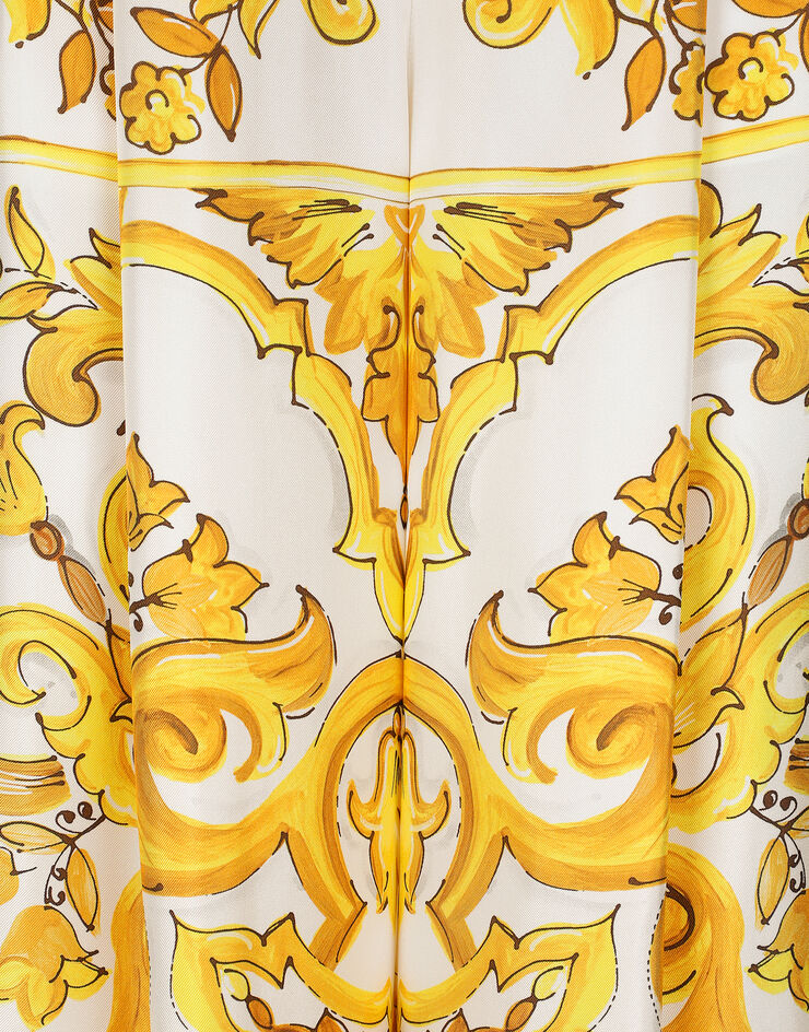 Dolce & Gabbana Hose mit Gummizugbund aus Seidentwill Majolika-Print Drucken FTC63THI1BE
