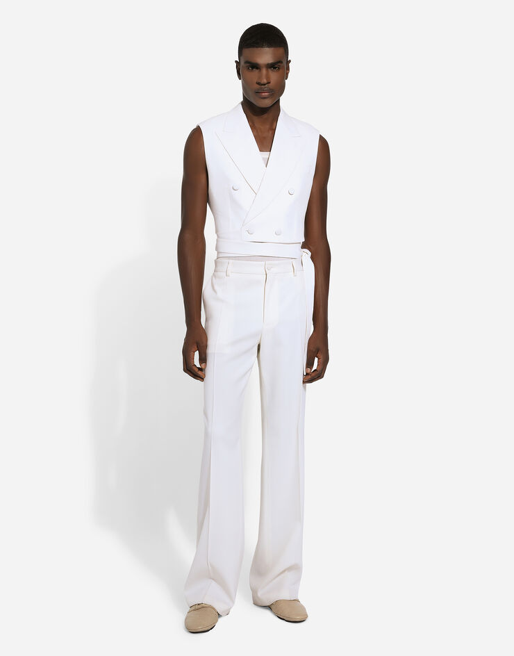 Dolce & Gabbana سروال صوف محبوك أبيض GP01PTFU27J