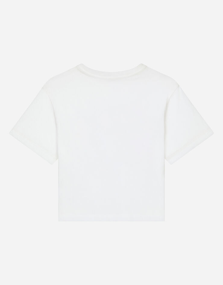 Dolce & Gabbana Jersey T-shirt with DG logo White L5JTNLG7N0Z