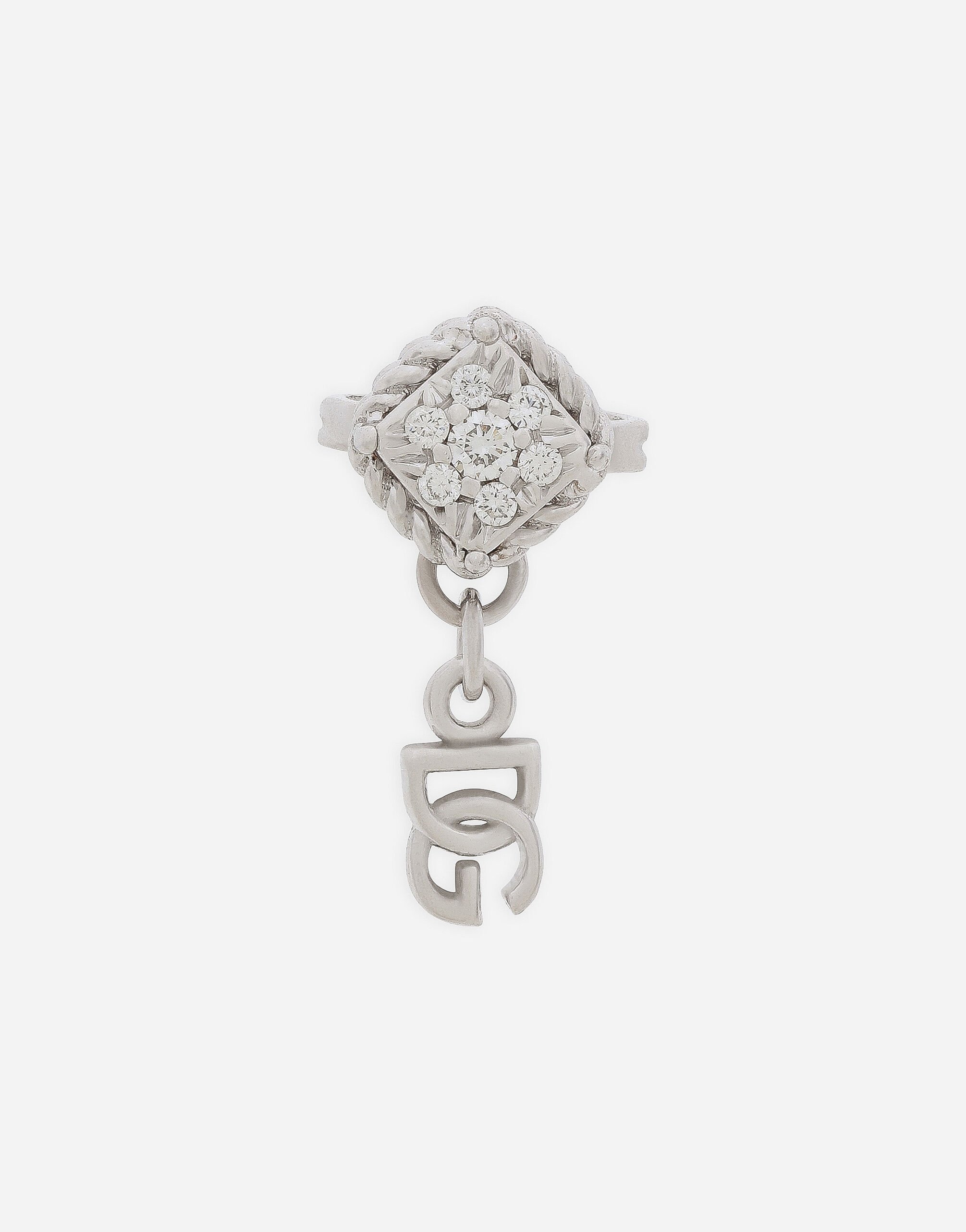 Dolce & Gabbana Mono boucle d’oreille en or blanc 18 ct avec pavé de diamants Rouge WSQB1GWQM01
