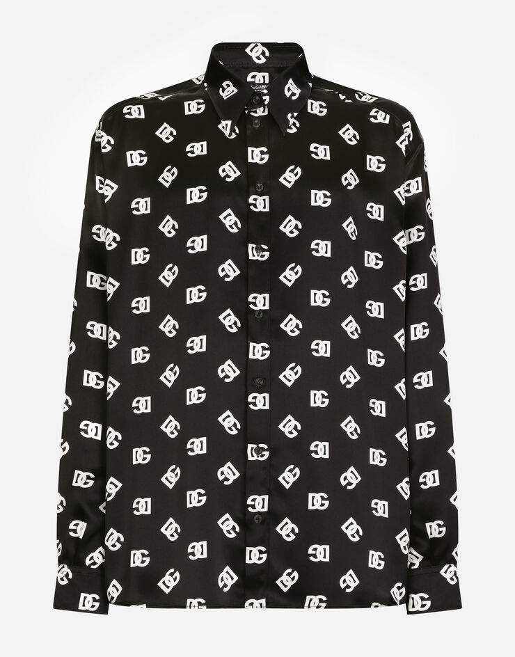 Dolce & Gabbana Oversize-Seidenhemd Print DG Monogram Drucken G5IT7TIS1O7