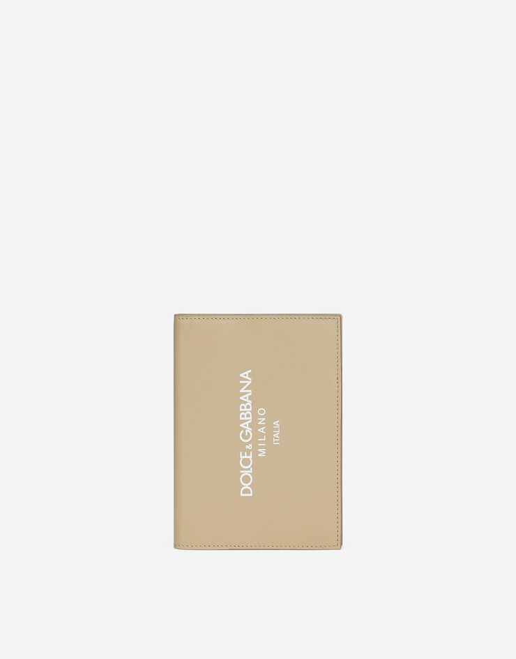Dolce & Gabbana Funda para pasaporte en piel de becerro con logotipo Beige BP2215AN244