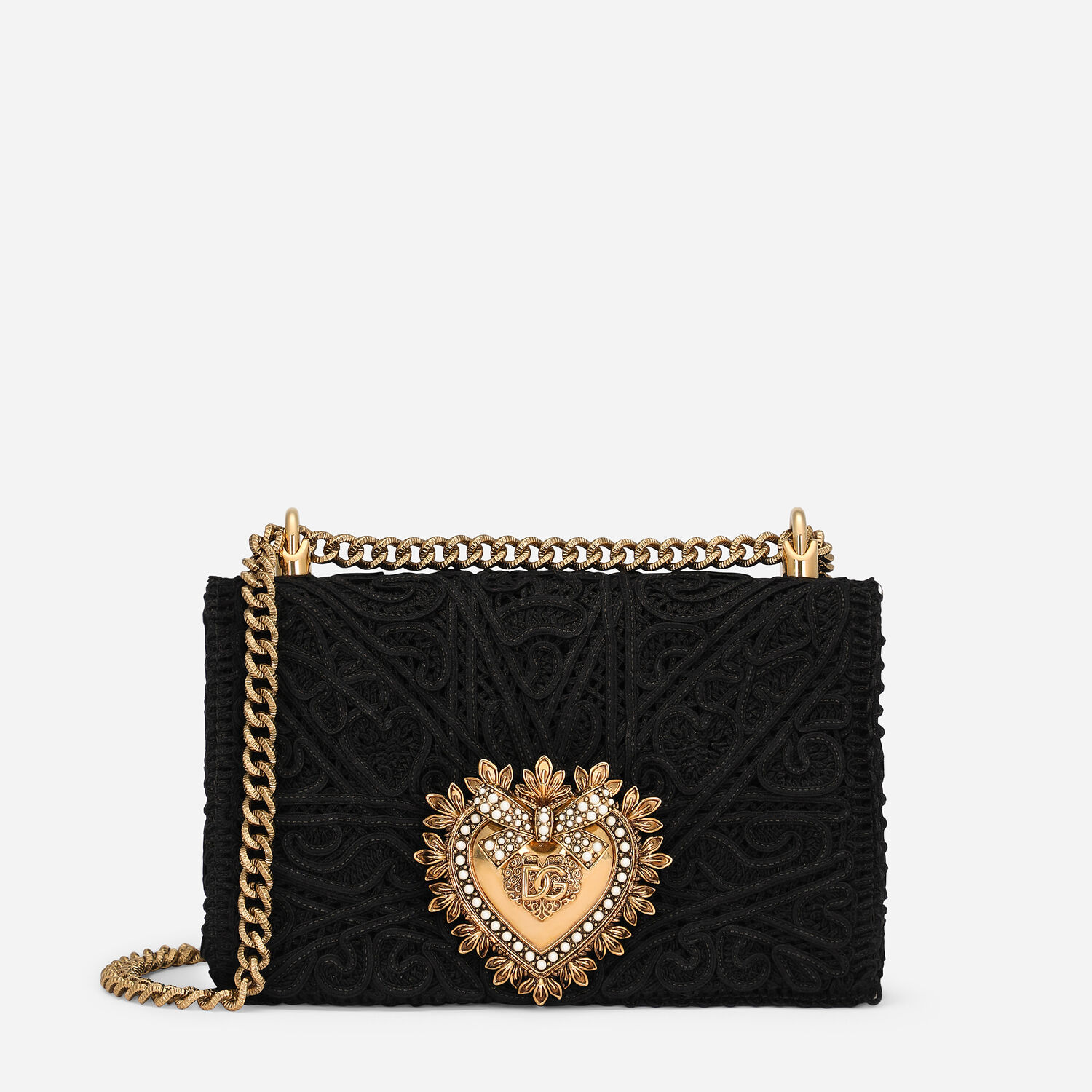 Dolce & Gabbana Devotion Small Embellished Leather Shoulder Bag in