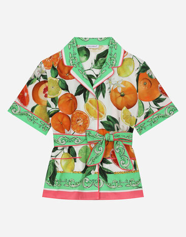 Dolce & Gabbana 柠檬橙子印花府绸衬衫 版画 L54S05G7KXP