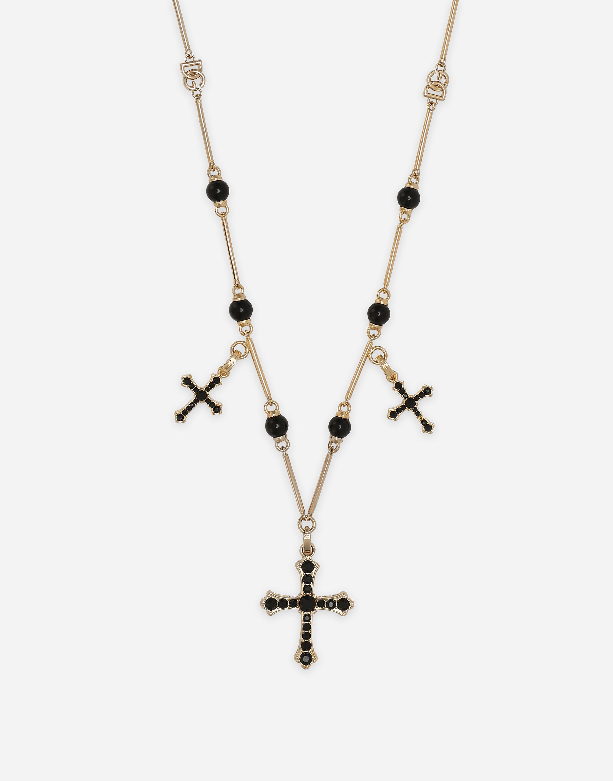 ゴールドのウィメンズ Rosary-style necklace with crosses 