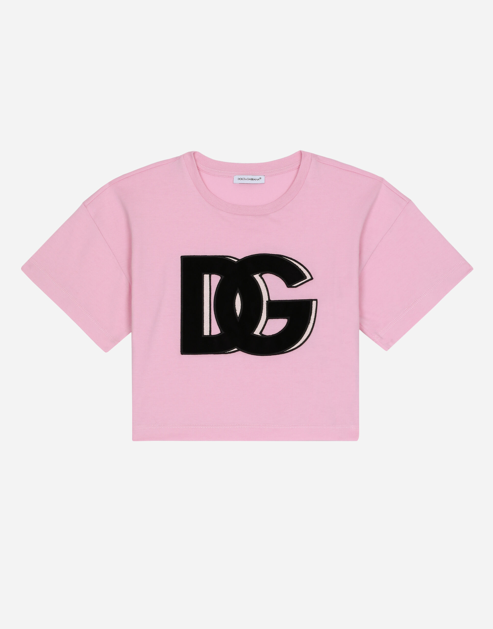 Dolce & Gabbana Jersey round-neck T-shirt DG logo patch Multicolor L5JTNSG7NRH