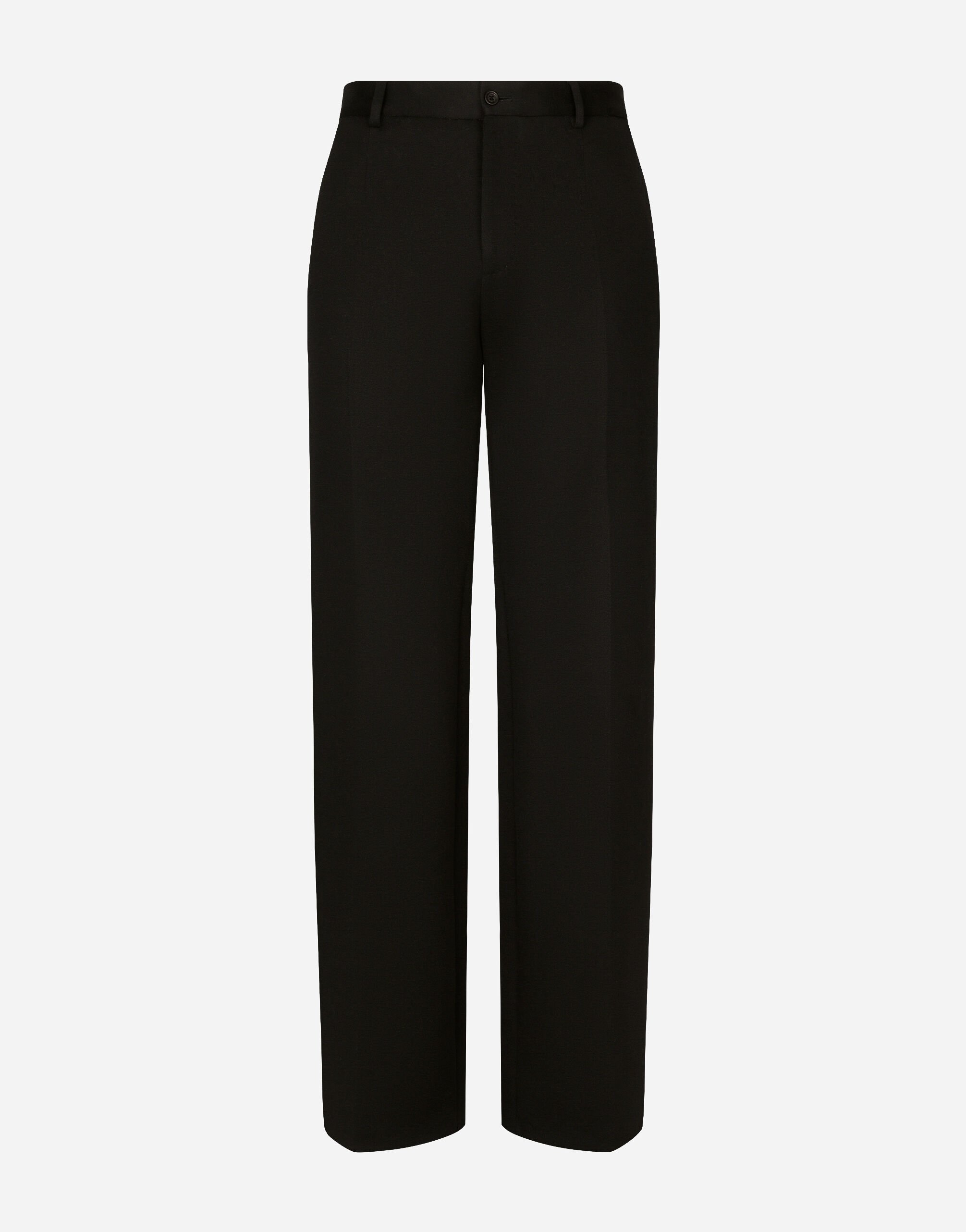 Dolce&Gabbana سروال جيرسي قطني تقني بساق مستقيمة أسود G2SY1THU7PR