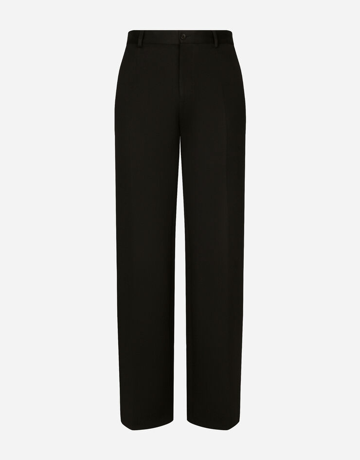 Dolce&Gabbana 科技棉质平纹针织直筒长裤 黑 GYZMHTHU7PR