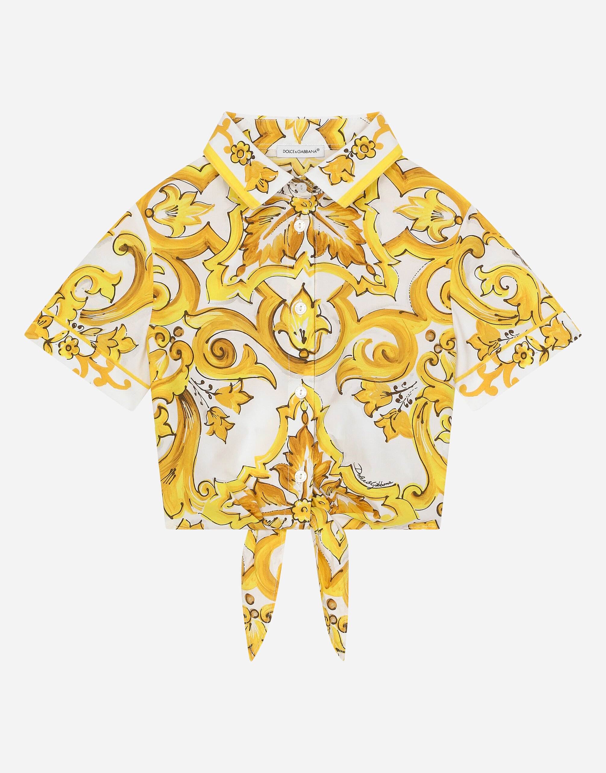 ${brand} Bluse aus Popeline mit gelbem Majolika-Print ${colorDescription} ${masterID}
