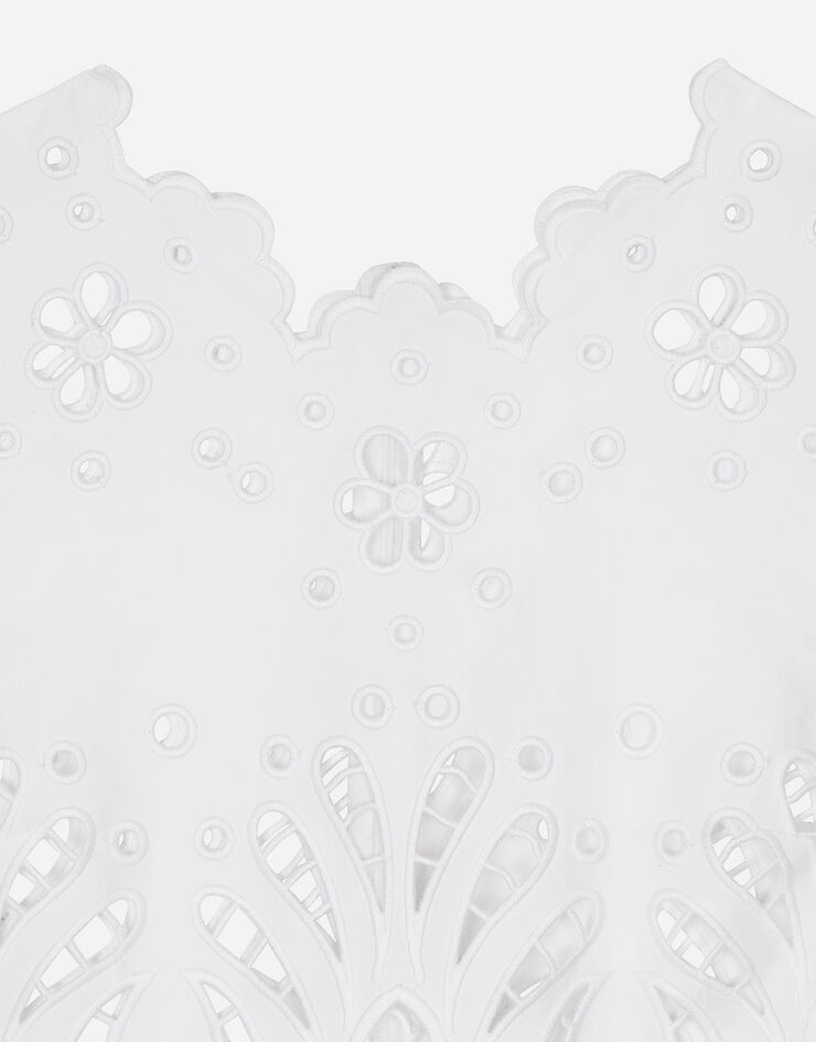 Dolce & Gabbana Кроп-топ из хлопка с вышивкой ришелье белый F79FSZGDCJP